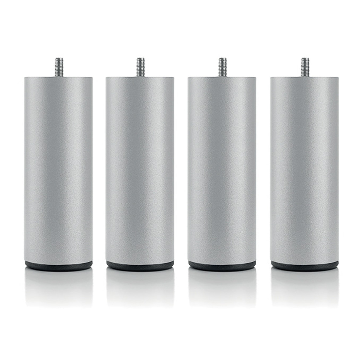 Jeu de 4 pieds de lit cylindriques gris | Metal | Hauteur 16 cm