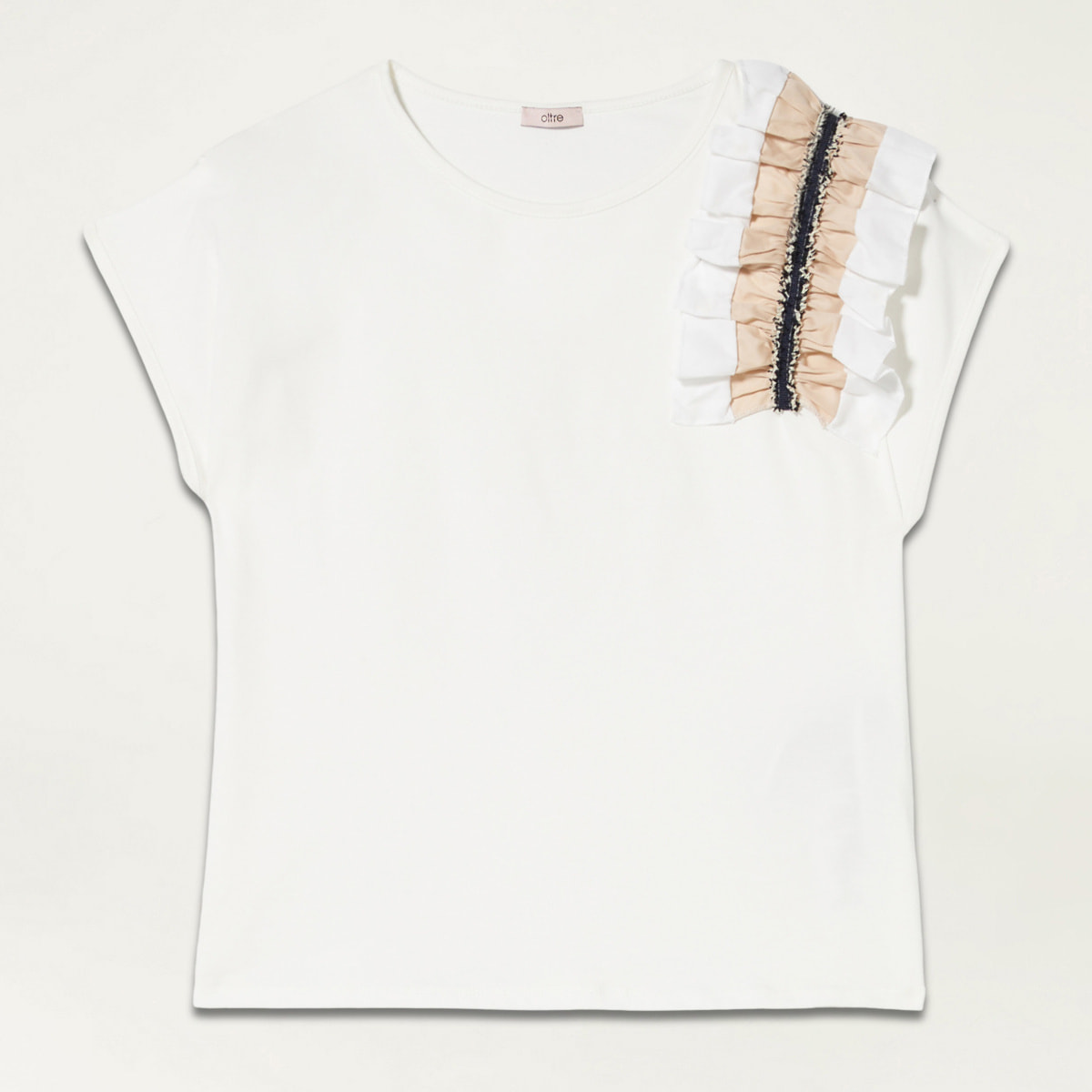 Oltre - Camiseta con detalle de rouche - Blanco