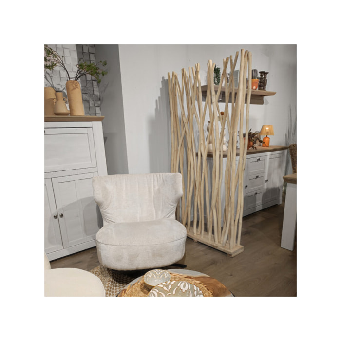 Paravent en bois de teck blanchi H180 cm - JESSIE