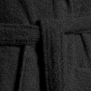 Bassetti Morbido Accappatoio 400 gr con Cappuccio 100% Cotone Uomo Donna Spugna Taglie Forti - ITALY Designed - Collezione MONIQUE - NERO 26