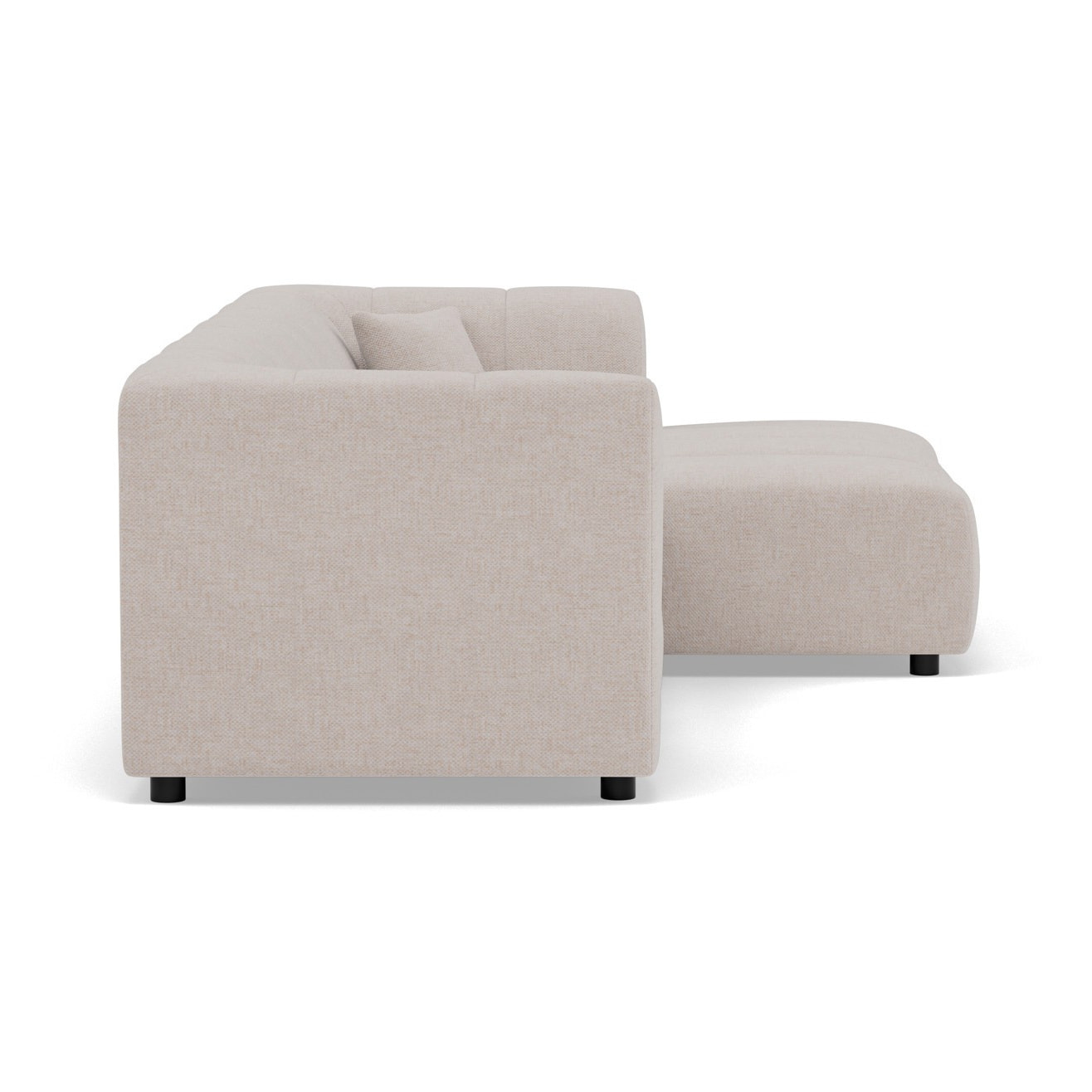 Curtis - canapé d'angle droit 4 places avec accoudoir en tissu texturé - Beige