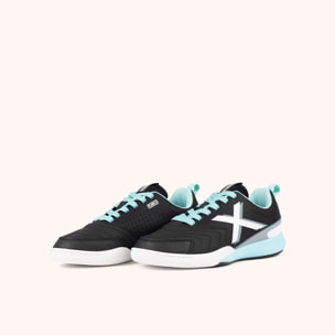 Zapatilla de Fútbol Sala Infantil en Negro y Azul Turquesa MUNICH RONDITO KID 16