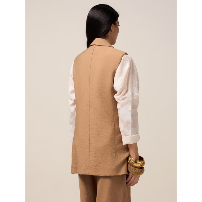 Oltre - Gilet fluido misto viscosa - Beige