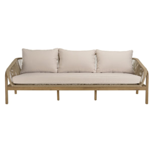CELESTIN - Salon de jardin 5 places bois acacia/cordage synth. beige