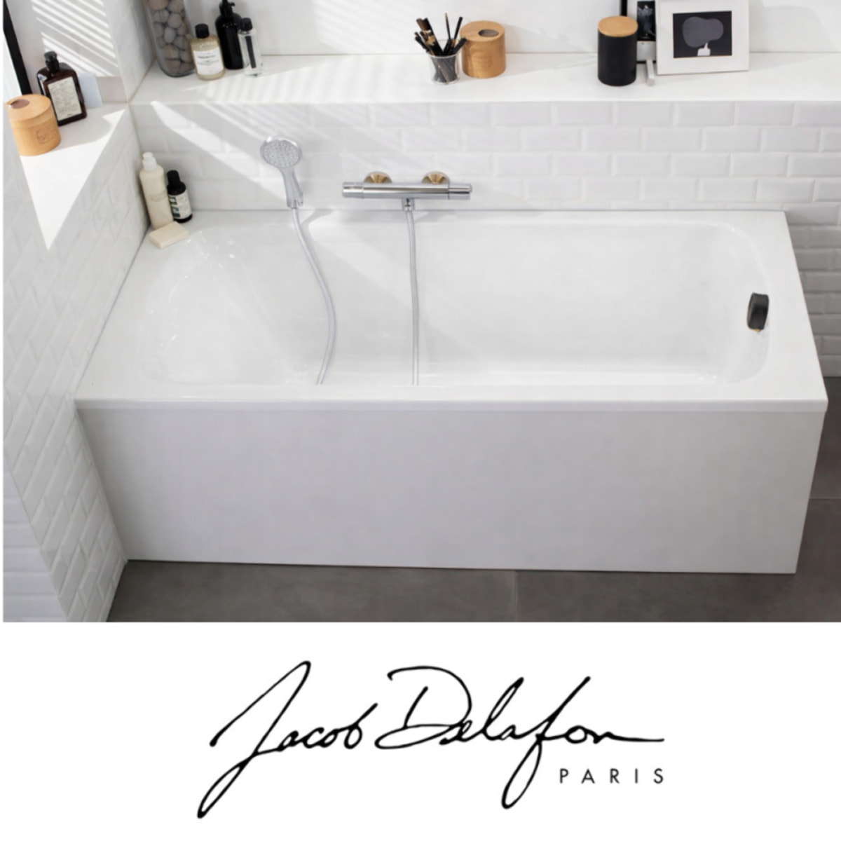 Baignoire droite 170 X 75 Brive avec vidage noir mat