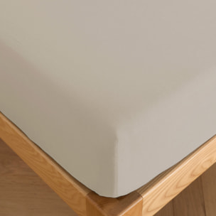 Drap housse 100% percale de coton beige- Finesse