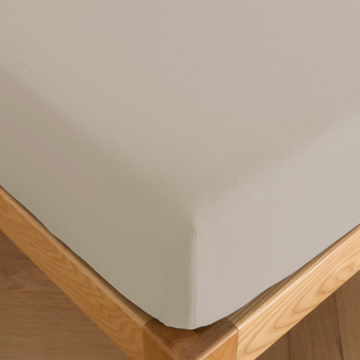 Drap housse 100% percale de coton beige- Finesse