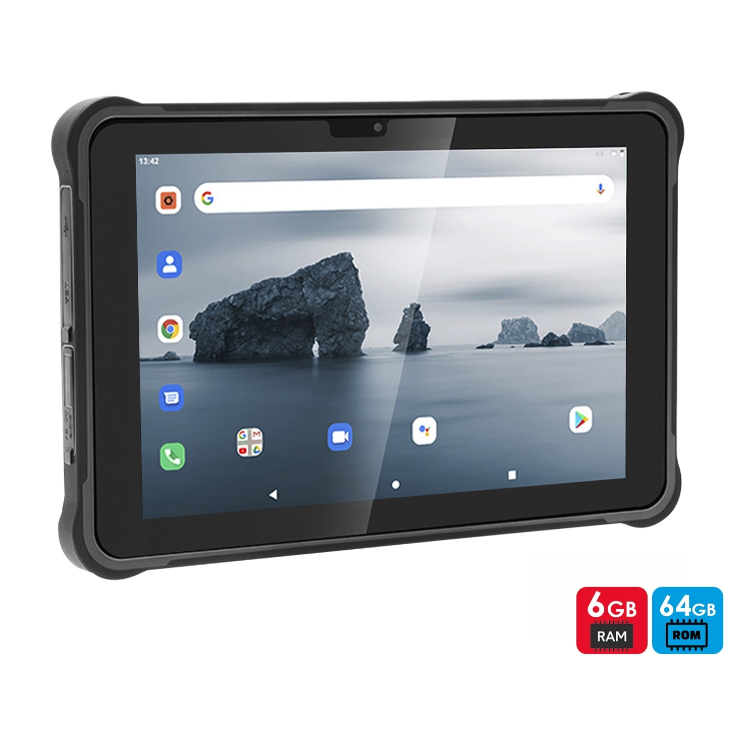 DAM Tablet rinforzato  T11 Pro 4G. Schermo FHD Android 11.10.1'' 1920x1200. 4 GB di RAM + 64 GB. IP67, rinforzato. GPS. 27,5x1,8x17,8 cm. Colore nero