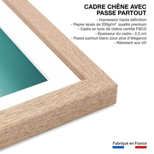 Poster balade au bord de l'eau Affiche + cadre en bois - Chêne