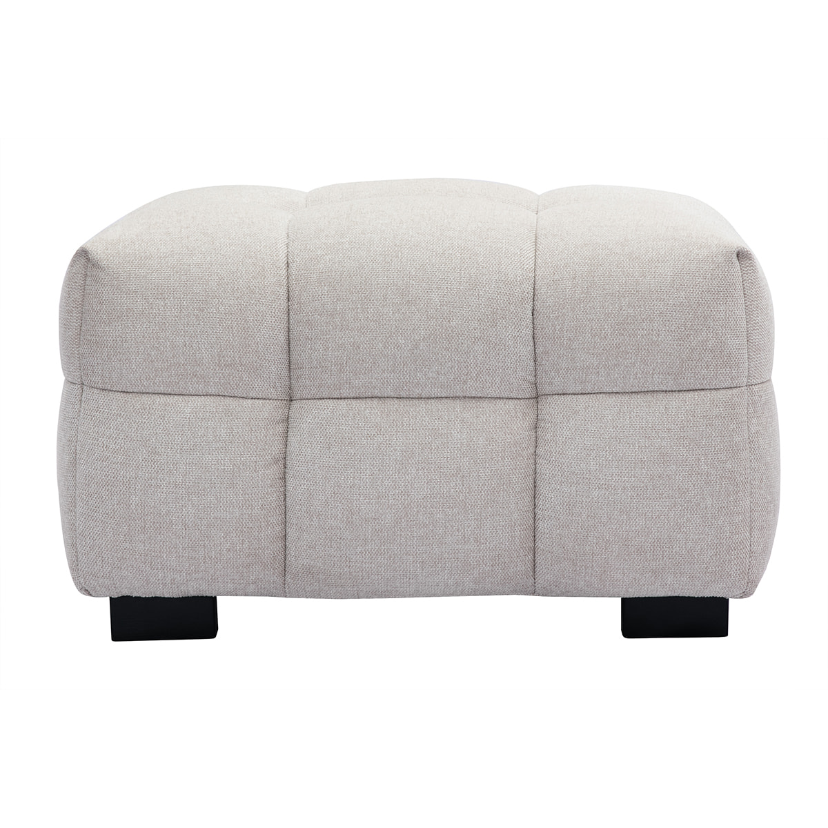 Pouf repose-pieds design en tissu effet velours texturé beige CORTO