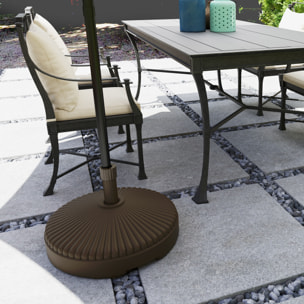 Base para Sombrilla Redonda Soporte para Parasol Pie para Sombrilla Rellenable con Agua 23L o Arena 28kg para Jardín Terraza Marrón