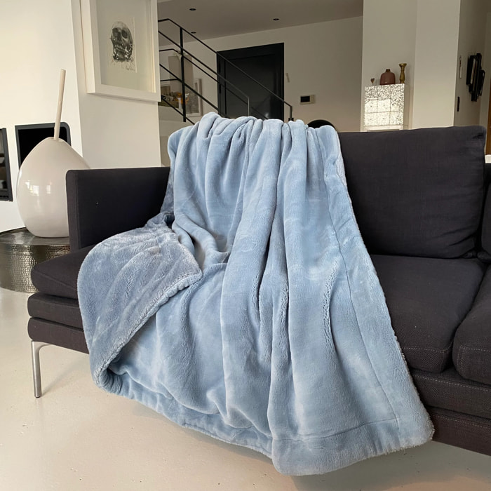 Plaid polaire 130x170cm 760g/m² - Cozy bleu gris