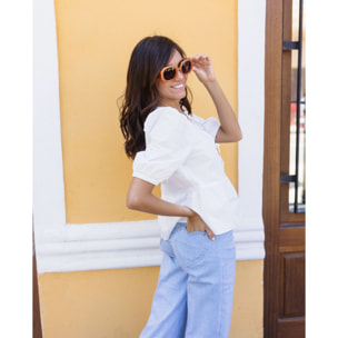 Blusa de mujer con lazos en escote