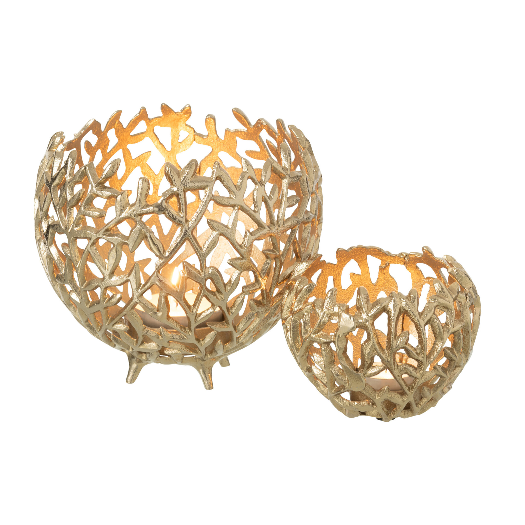 J-Line bougeoir Feuille - aluminium - or - large
