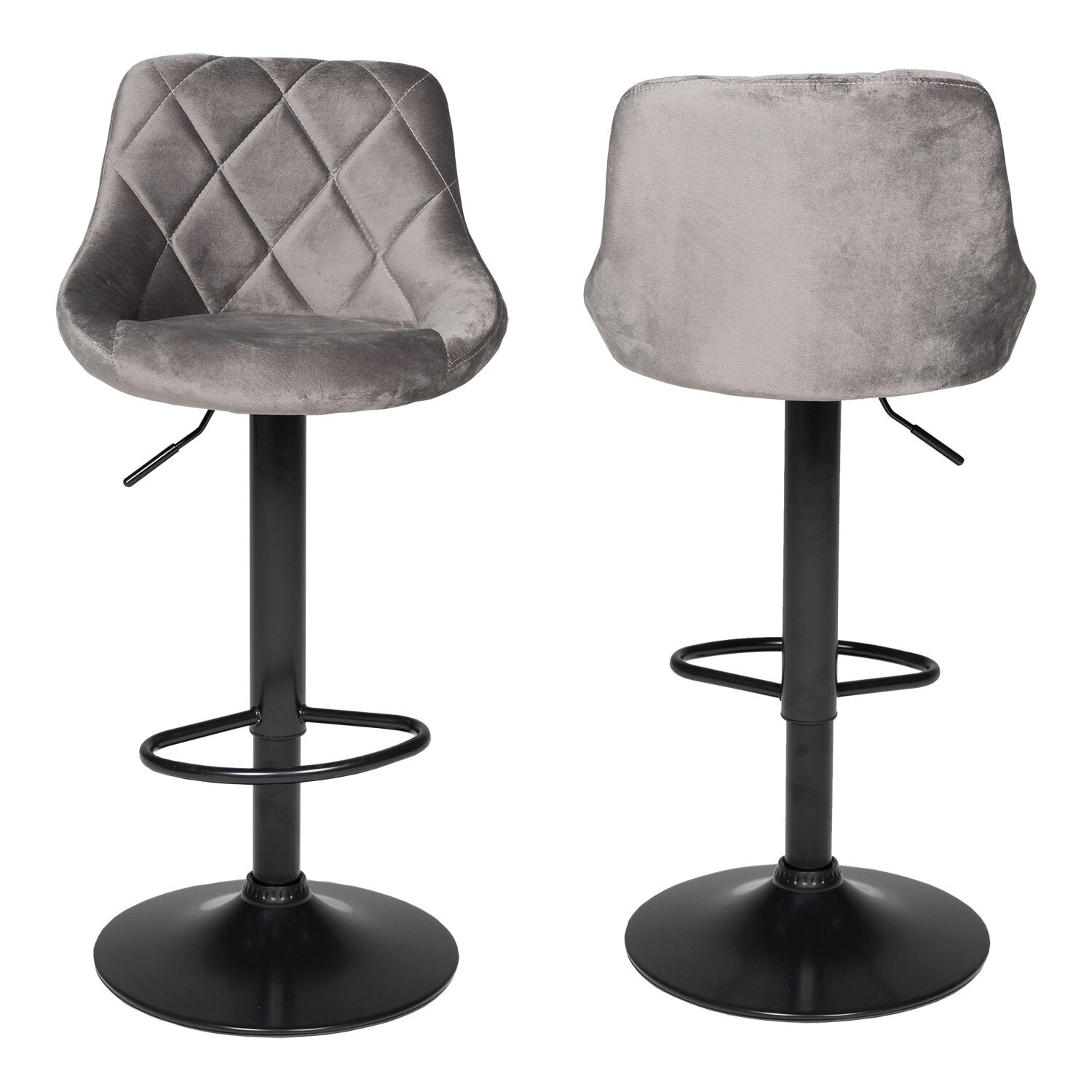 Tabouret de bar en velours gris ROBIN