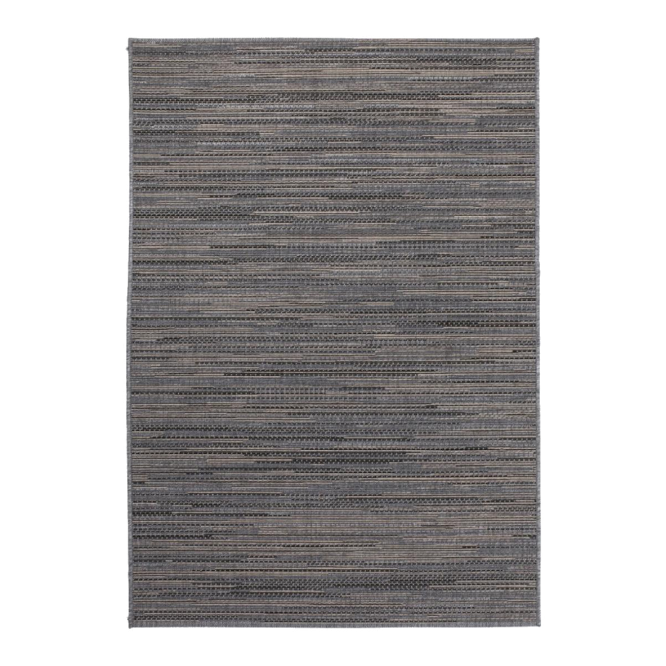 tapis entrée 80x150 tissé gris et marron rectangle motif faux uni SUSA 1