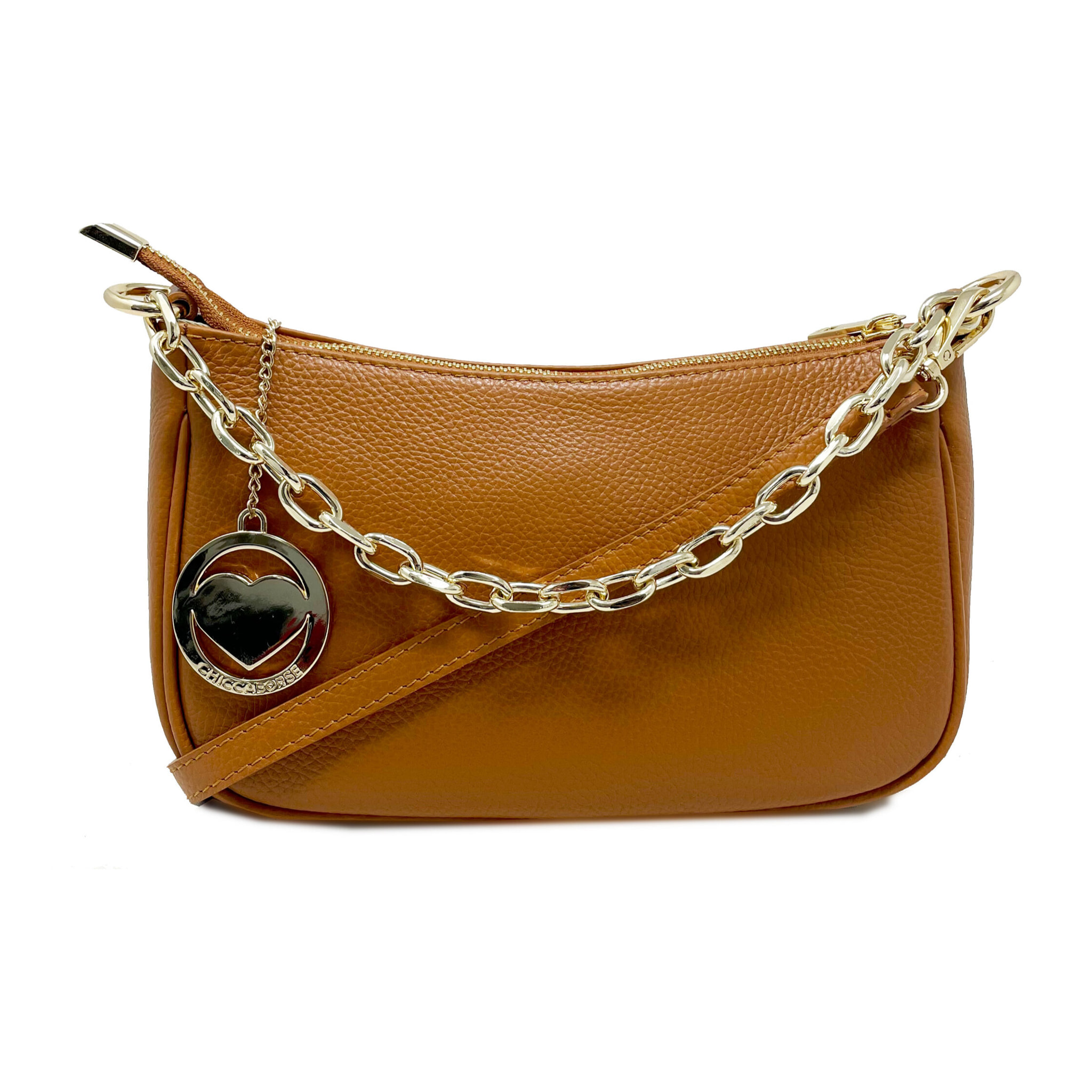 Chicca Borse - Tracollina Clutch Donna in Vera Pelle - Colore Cuoio