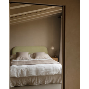 Tête de lit déhoussable en velours côtelé vert citron en différentes tailles