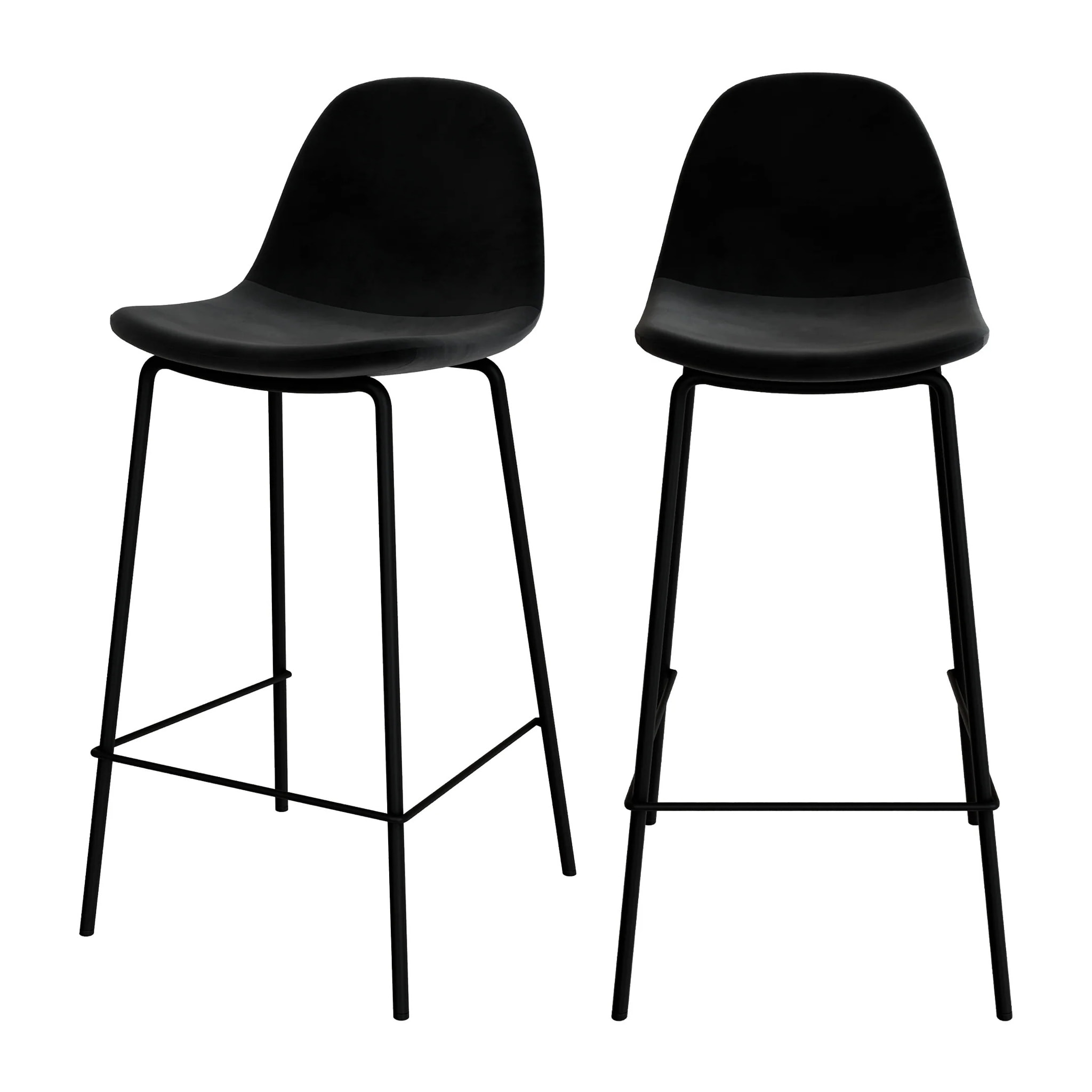 Lot de 2 chaises pour îlot central 65 cm en velours noir - Henrik