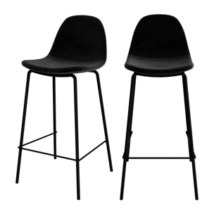 Lot de 2 chaises pour îlot central 65 cm en velours noir - Henrik