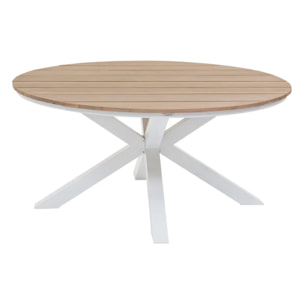 Table de jardin "Oriengo" acacia & blanc 4 places en aluminium traité époxy