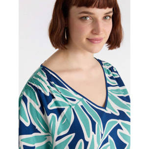 Fiorella Rubino - Blusa stampata in viscosa LENZING™ ECOVERO™ - Blu