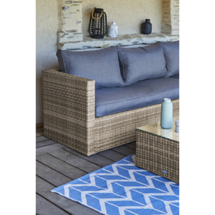 BAVARO - Salon de jardin 5 places en résine tressée miel