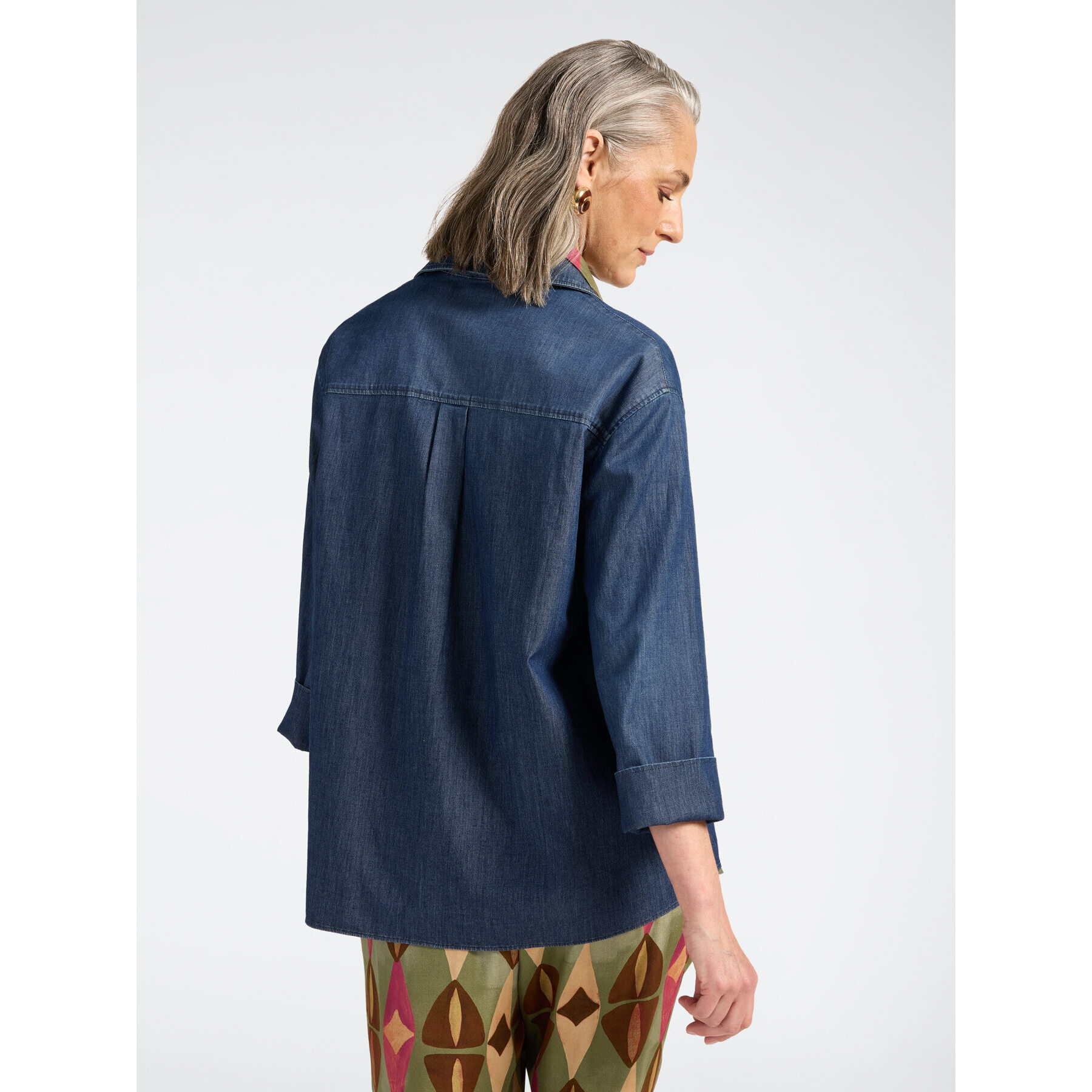 Elena Mirò - Camicia in Chambray washed - Blu