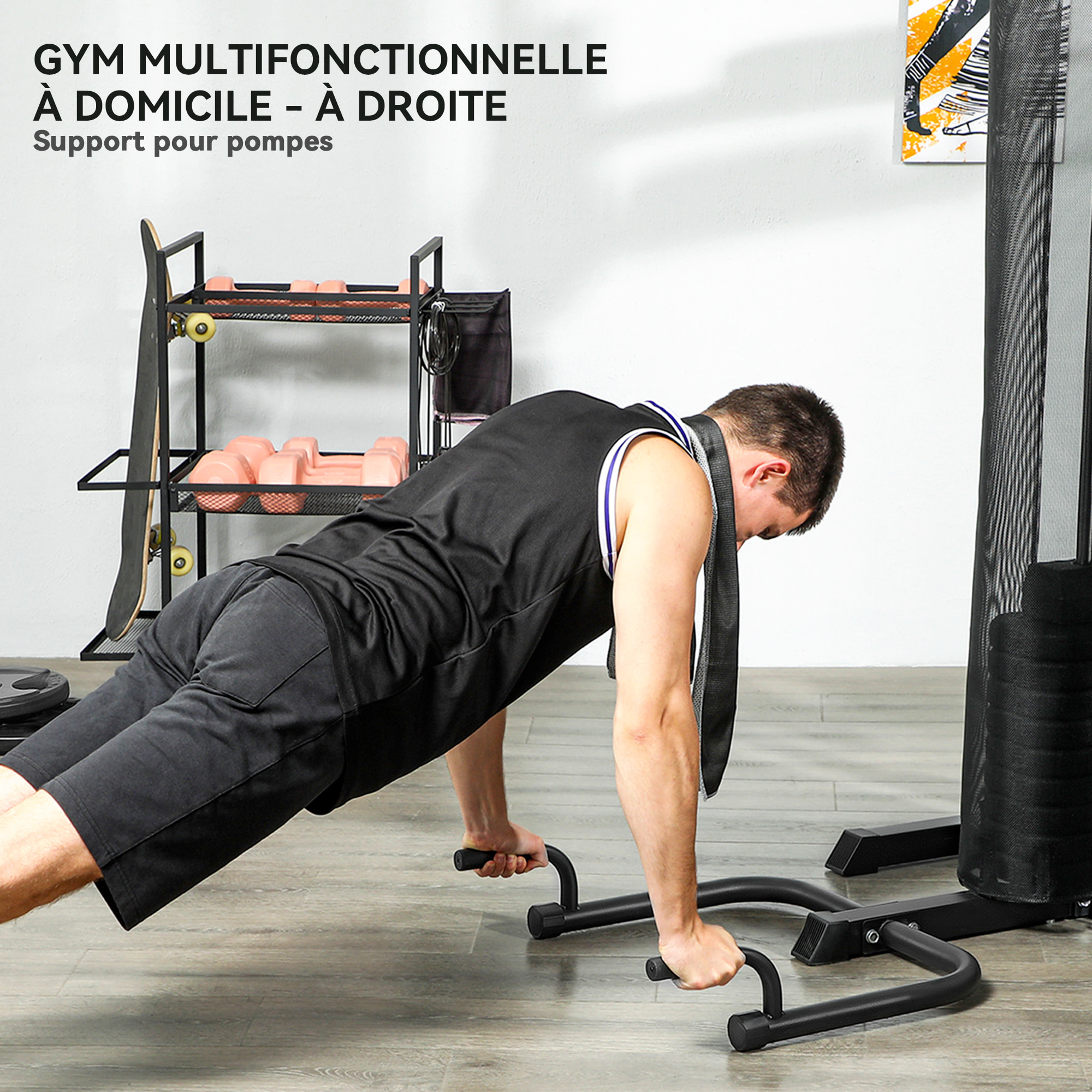 Station de musculation multi-équipement - collaboration Aosom.fr x FFHandball - 10 contrepoids - acier noir rouge
