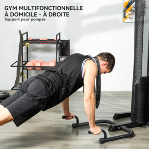 Station de musculation multi-équipement - collaboration Aosom.fr x FFHandball - 10 contrepoids - acier noir rouge