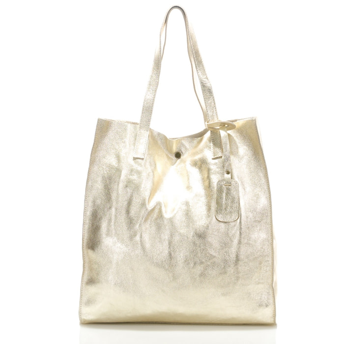 Borse Donna colore Dorato-in pelle Made in Italy 34x28x12cm