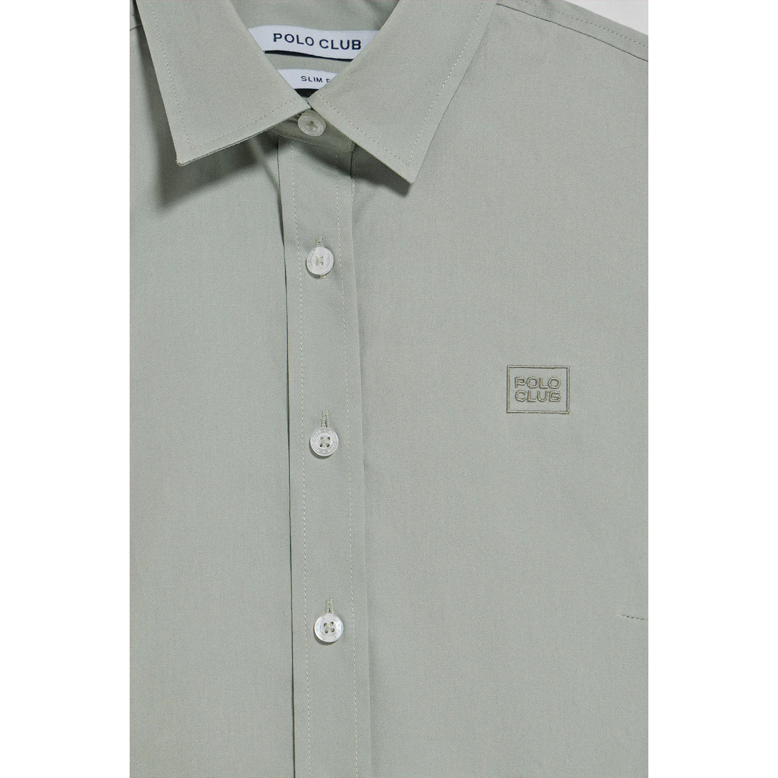 Camicia verde giada slim fit in popeline con logo
