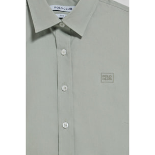 Camicia verde giada slim fit in popeline con logo