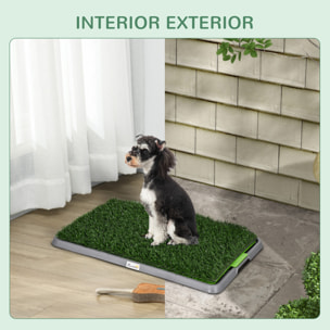 Inodoro para Perros con 2 Céspedes Artificiales Arenero para Perros con Rejilla y Bandeja para Entrenamiento de Cachorros en Exterior e Interior 67x41x3,5 cm Verde