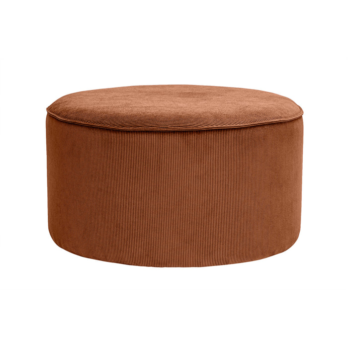 Pouf rond en velours côtelé terre brûlée D70 cm PAUL