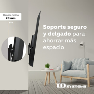 Soporte de TV pared inclinable de bajo perfil para pantallas de 20 a 40 pulgadas. VESA máximo de 400 x 400 mm - TD Systems P30X25T44