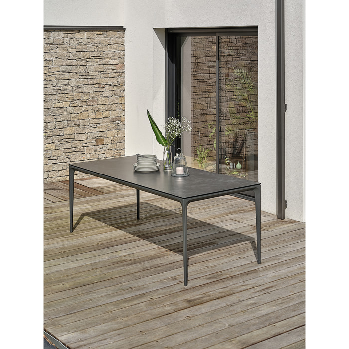 TIGUA - Table de jardin 8 places en Céramique - Gris anthracite