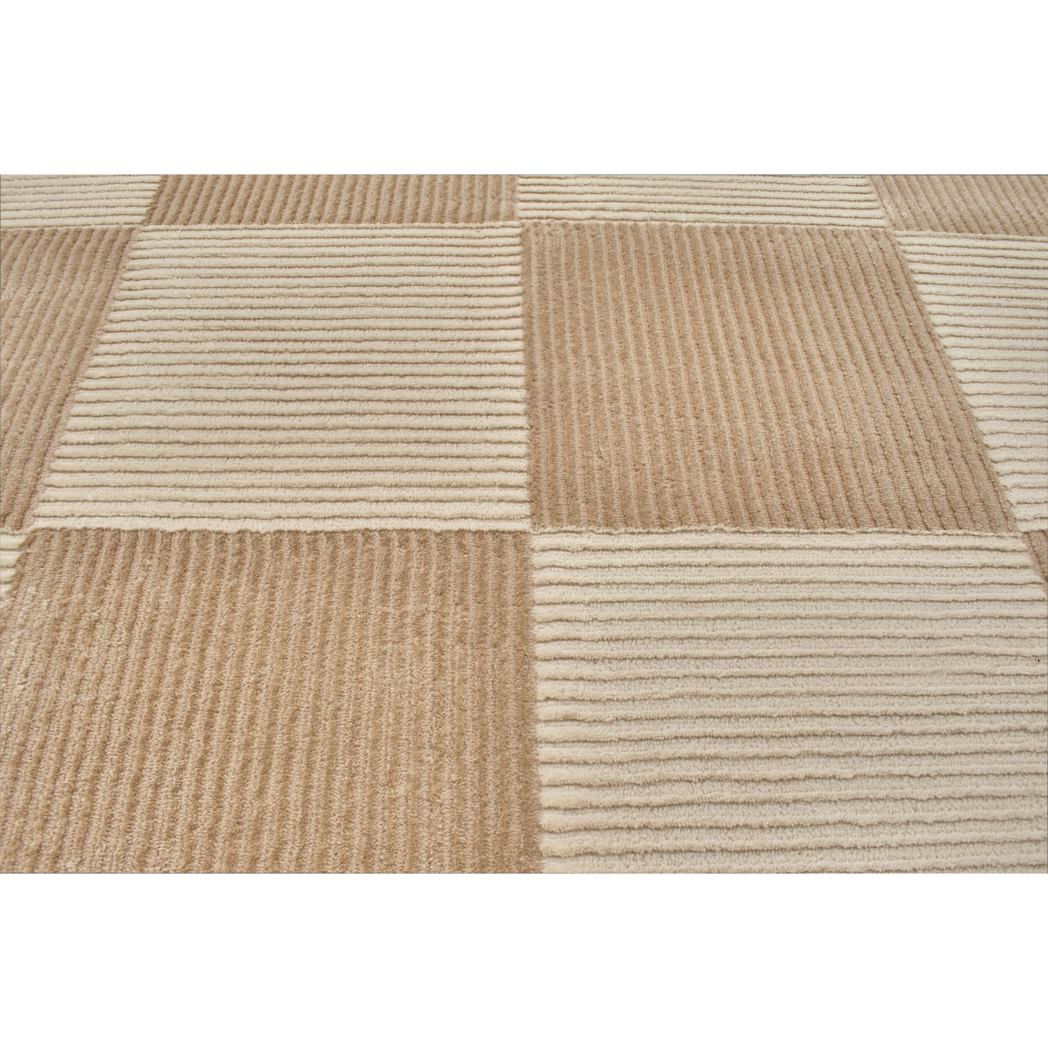 BIANCA - Tapis motif carreaux en relief crème et beige