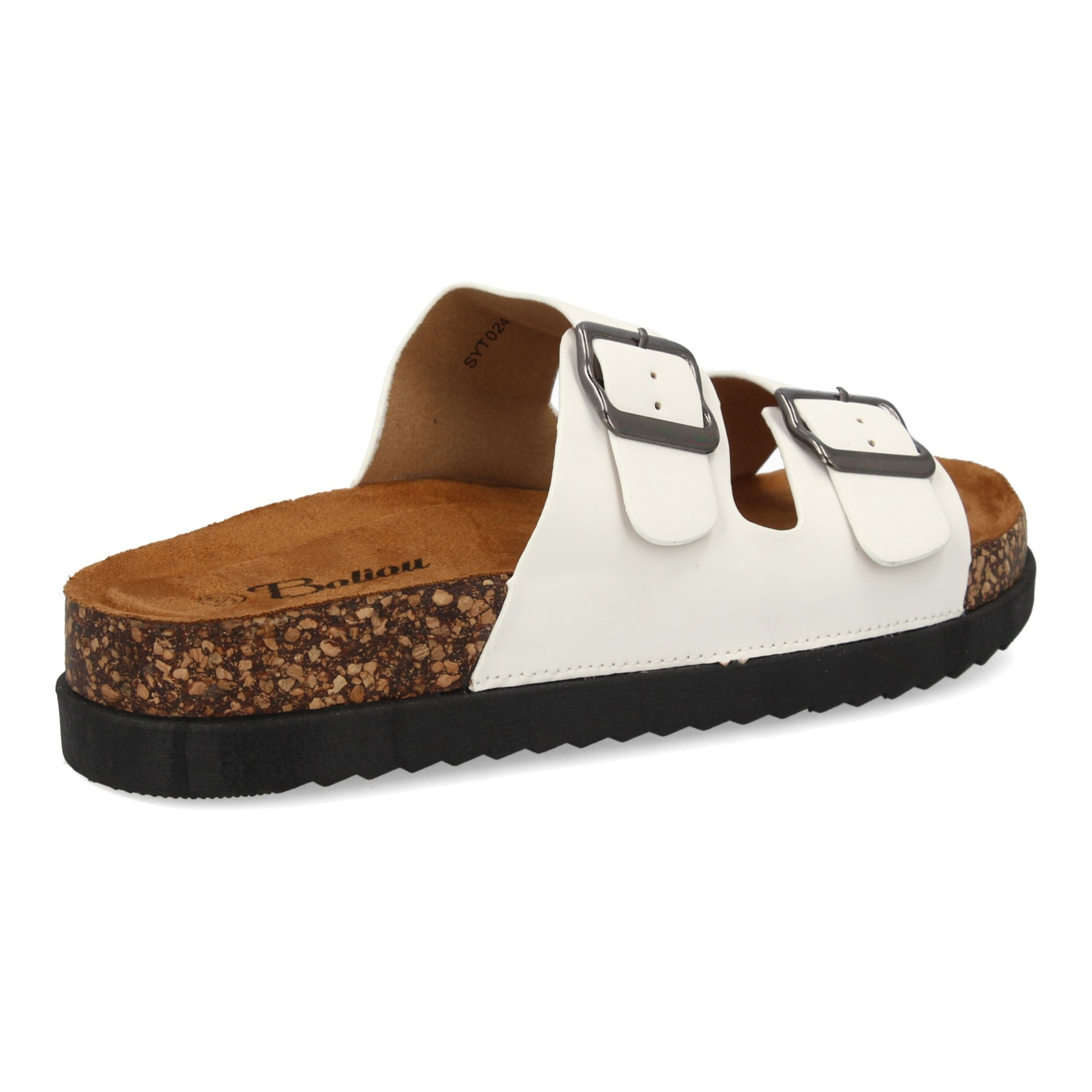 Sandalia mujer suela bio con doble hebilla.