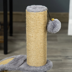 Árbol Rascador para Gatos Altura 43 cm Mini Árbol para Gatos Torre para Gatos con Tabla para Rascar Bola Colgante y Poste de Yute Gris