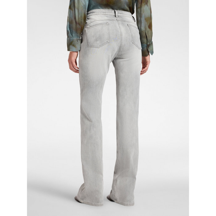 Elena Mirò - Jeans acampanados "Florence" en denim stone washed - Gris