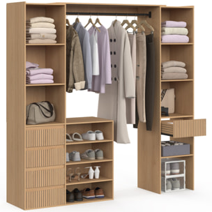 Dressing Faustine extensible 120-180cm 5 tiroirs effet lattes
