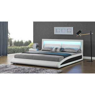 Cadre de lit avec LED 140 x 190 cm en PU blanc TITA