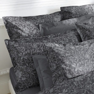 Taie d'oreiller percale de coton imprimé bleu Reve noir nocturne