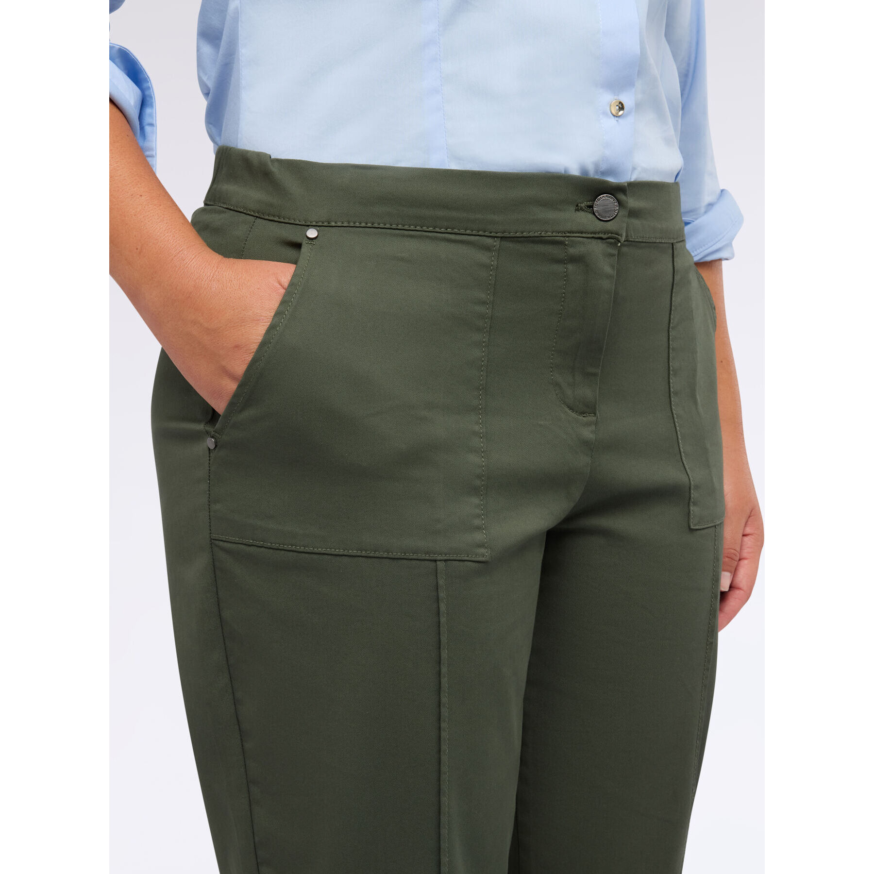 Fiorella Rubino - Pantaloni carrot fit in misto cotone - Verde militare