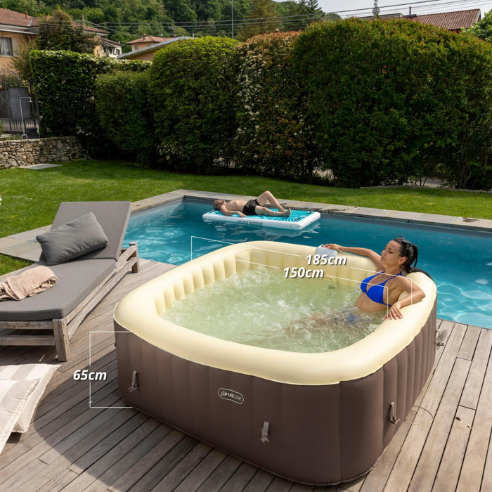 Spa Idromassaggio Quadrata Gonfiabile Riscaldata 4-6 Persone EASE.ZONE 185x65cm 910L Pompa Super Silenziosa Integrata