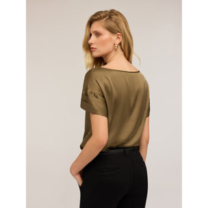 Motivi - Blusa con maniche a petalo - Verde militare