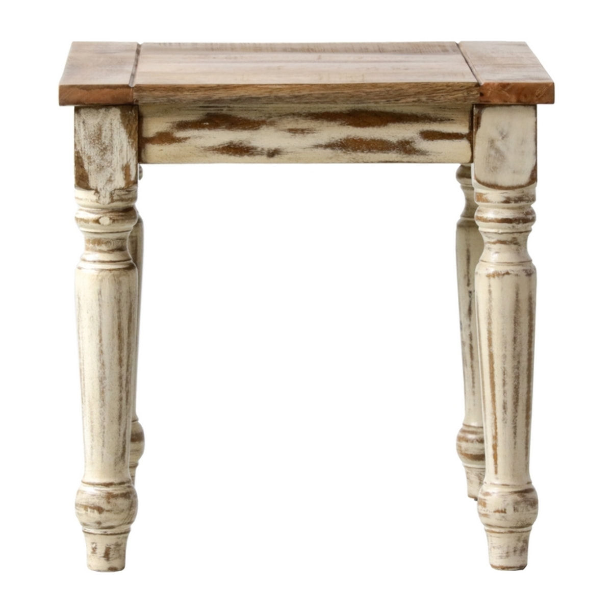 Tavolino quadrato in legno di mango beige decapato 40x40x40 cm - Salento