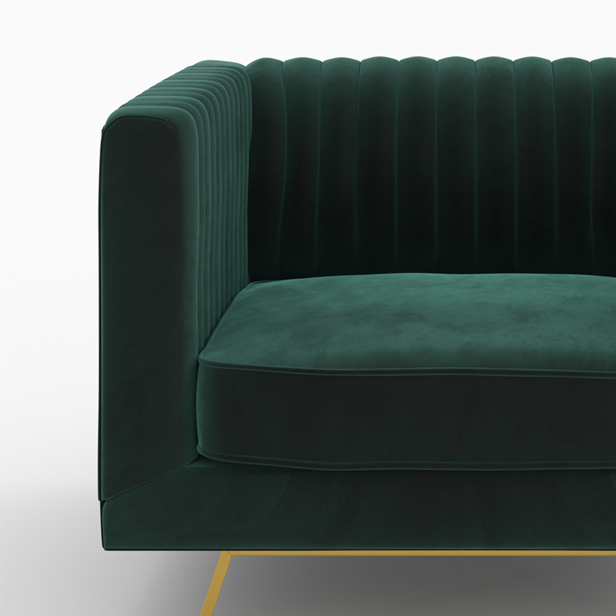 Ensemble canapé et fauteuil en velours vert 4 places - Gatsby
