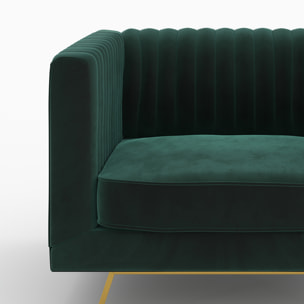 Ensemble canapé et fauteuil en velours vert 4 places - Gatsby